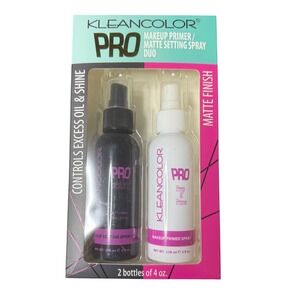 KleanColor Pro Makeup Primer Matte Setting Spray Duo Controls Oil 2x4oz